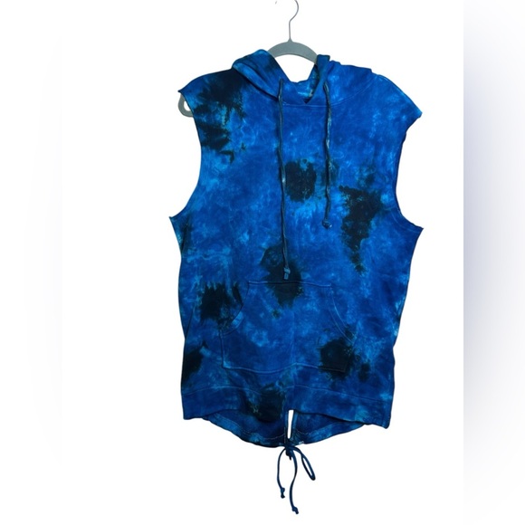 Cloth & Trim Blue Tie-Dye Sleeveless Hoodie - Picture 1 of 4